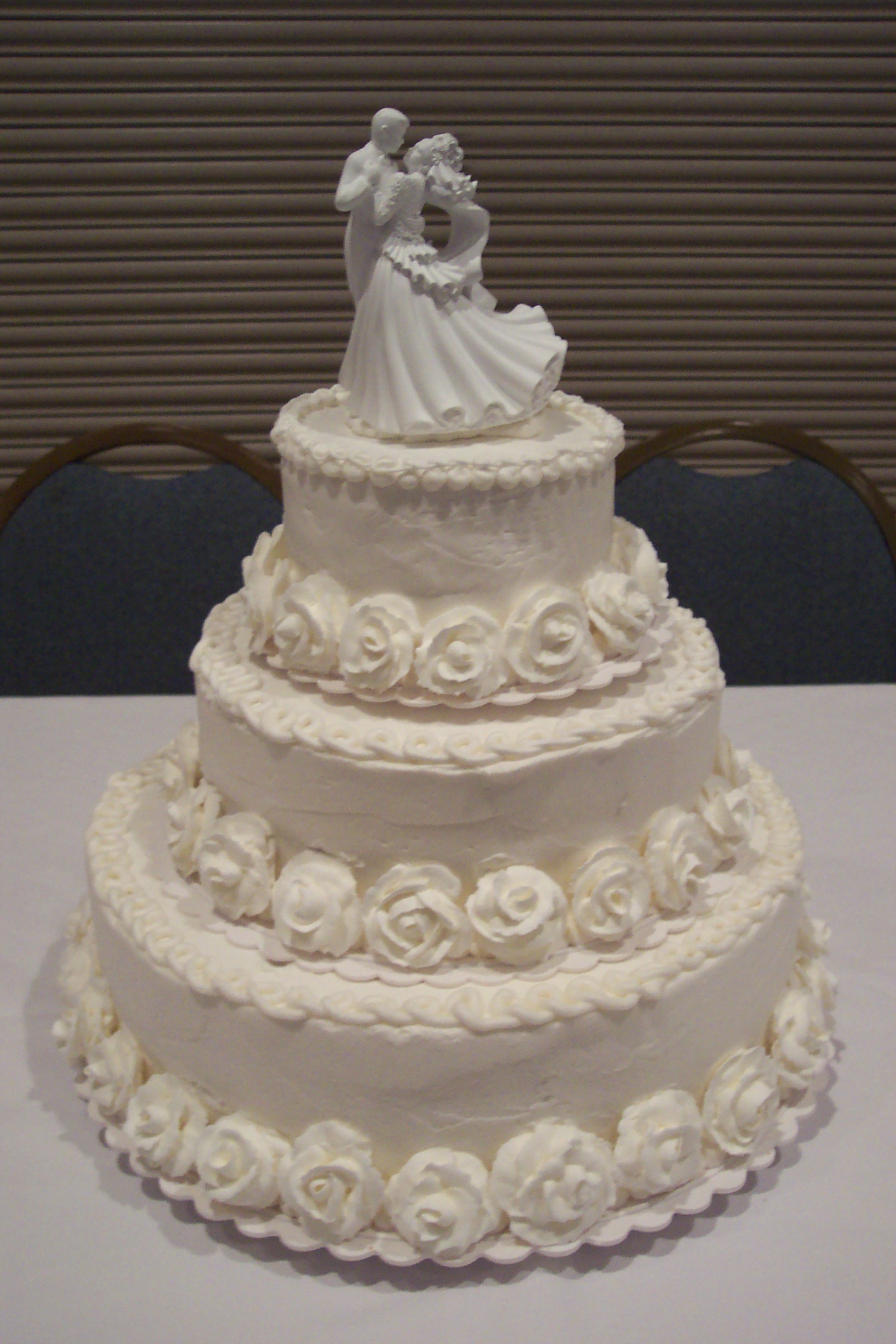 3-Tier Stacked Round Cake with Royal Icing Roses